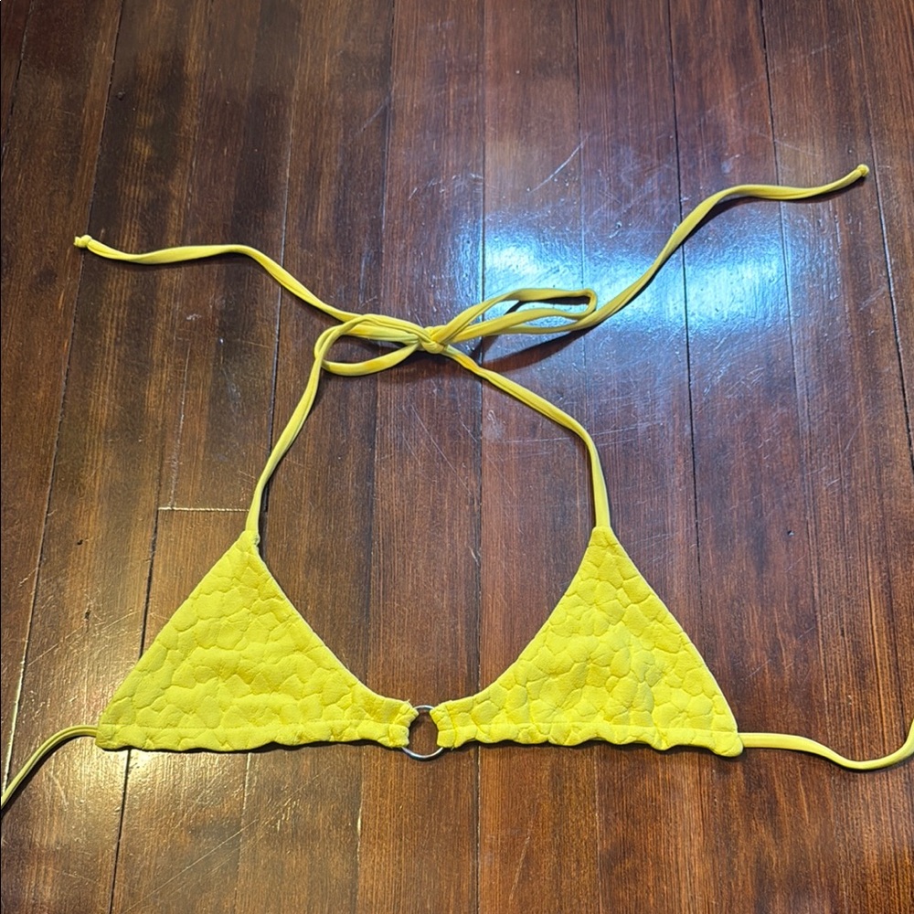 Frankie’s Bikinis Yellow Textured Triangle Top